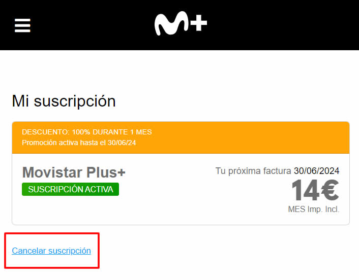 Cancelar suscripción Movistar